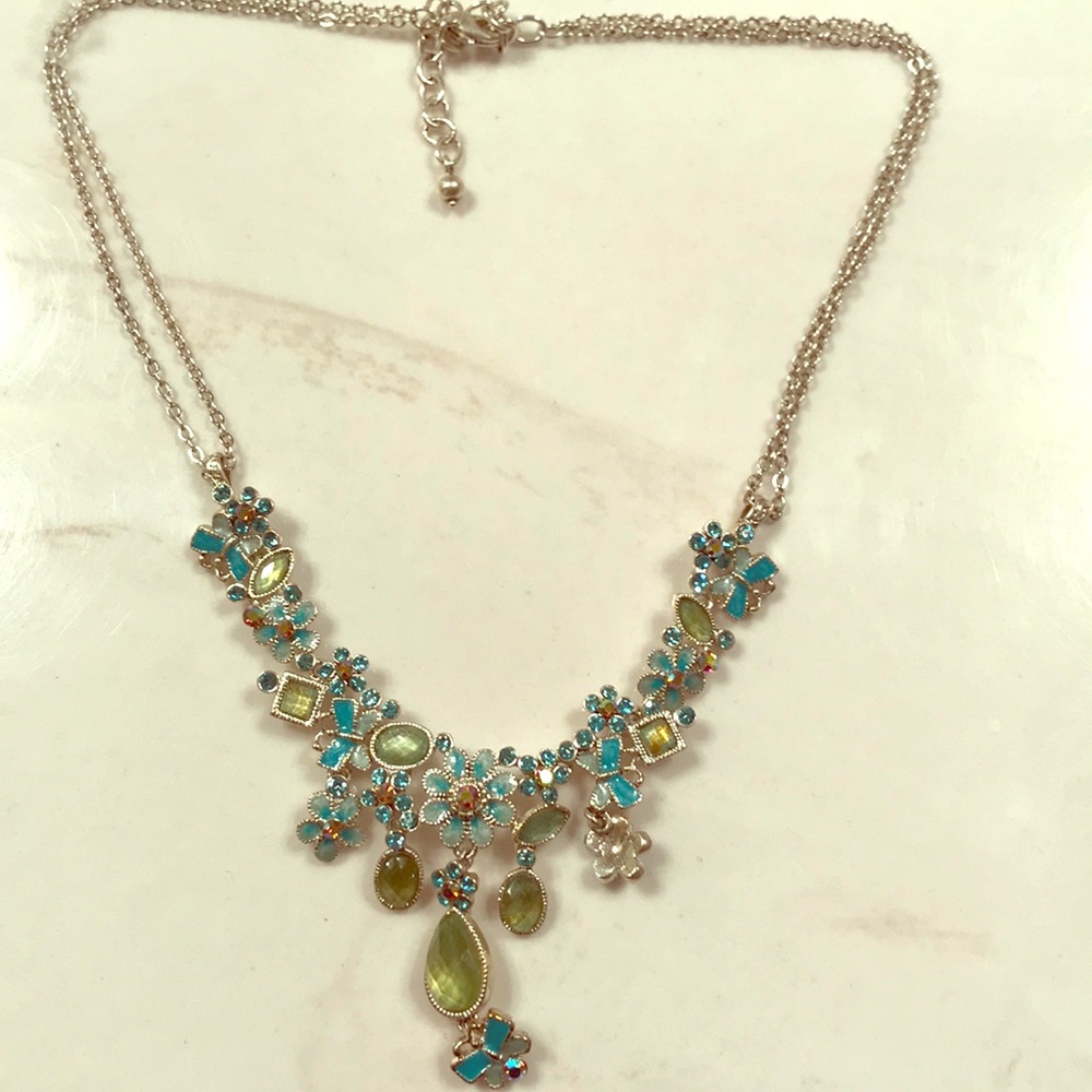 Green, blue and silver necklace